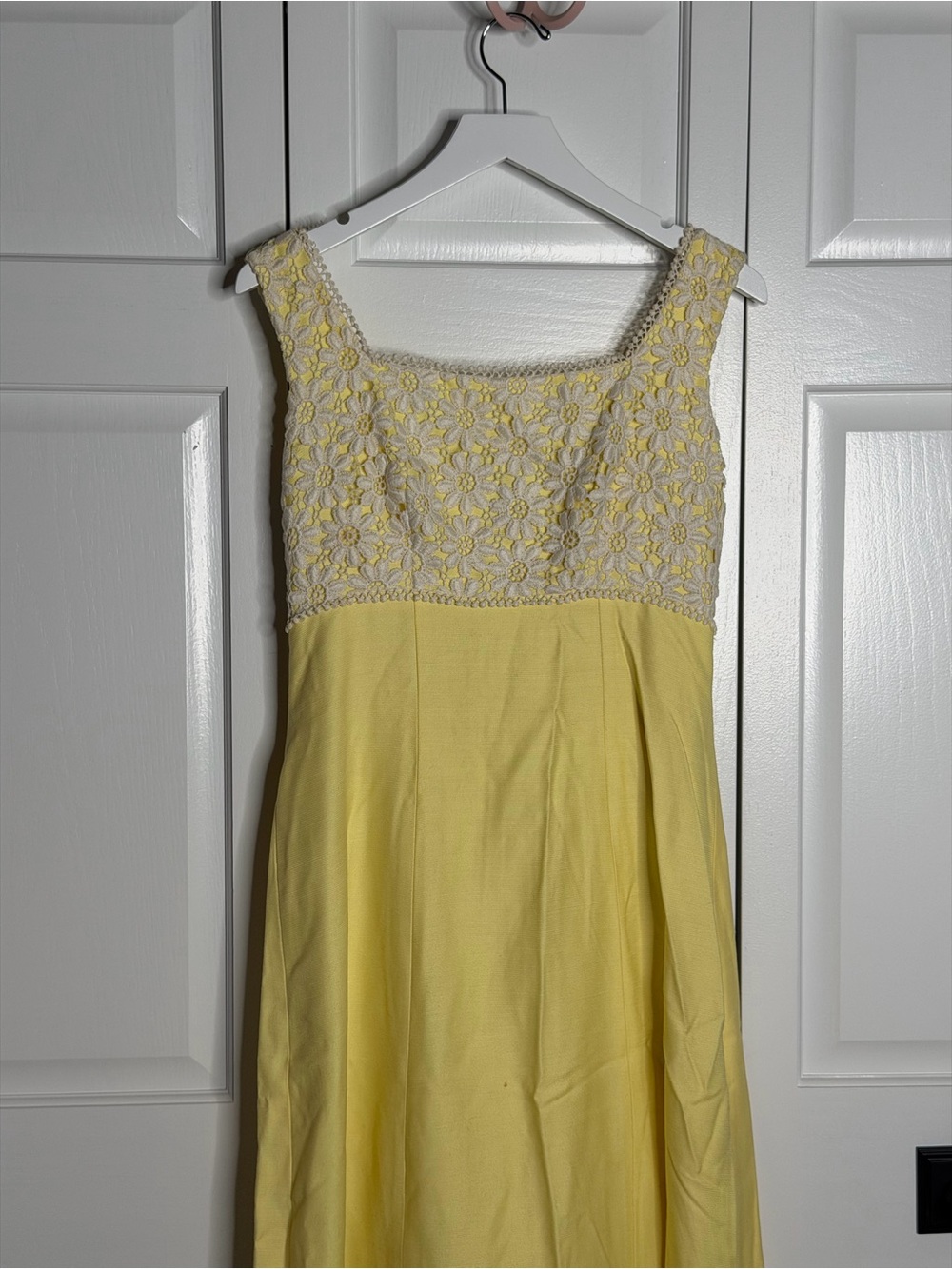 Vintage Yellow Floral Lace Bodice dress | bow detail | removal train